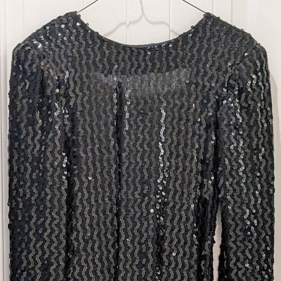 Full Length Black Sequined Gown by Degré, Size 7/8 - Picture 3 of 7